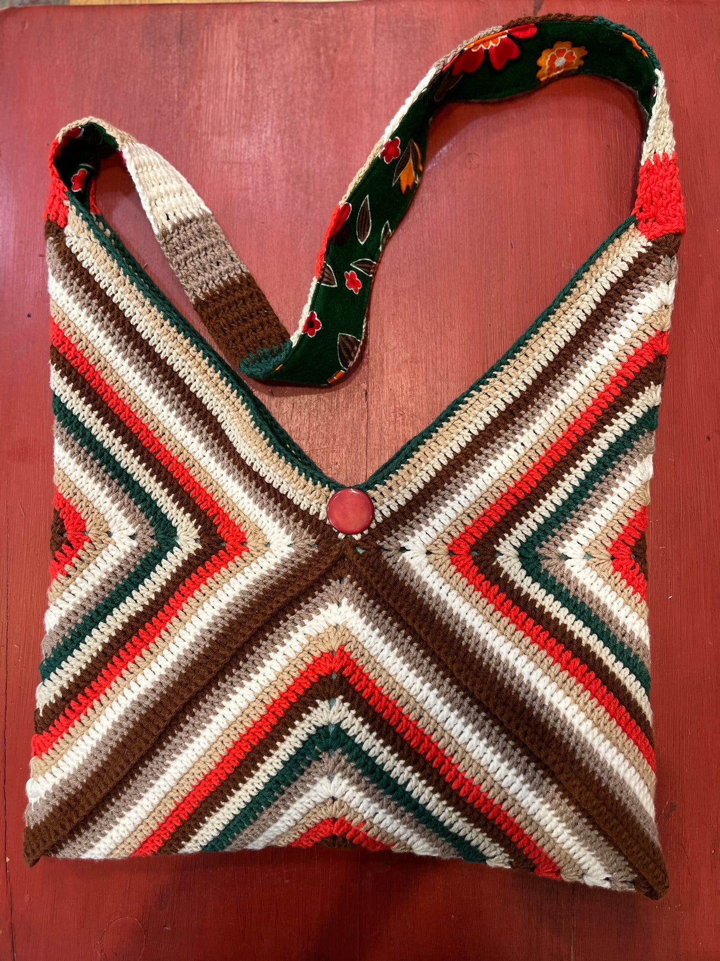 Hand Knitted Crossbody Bag Brown