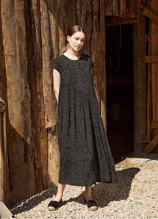 Boho Style Flared Long Slit Dress