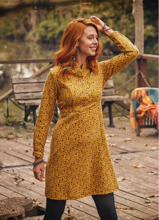 Long Sleeve Mustard Floral Dress