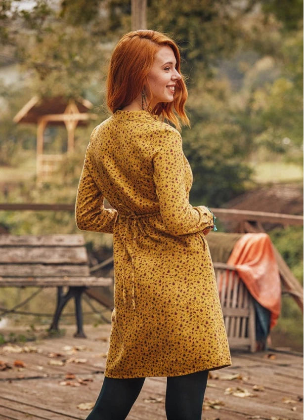 Long Sleeve Mustard Floral Dress