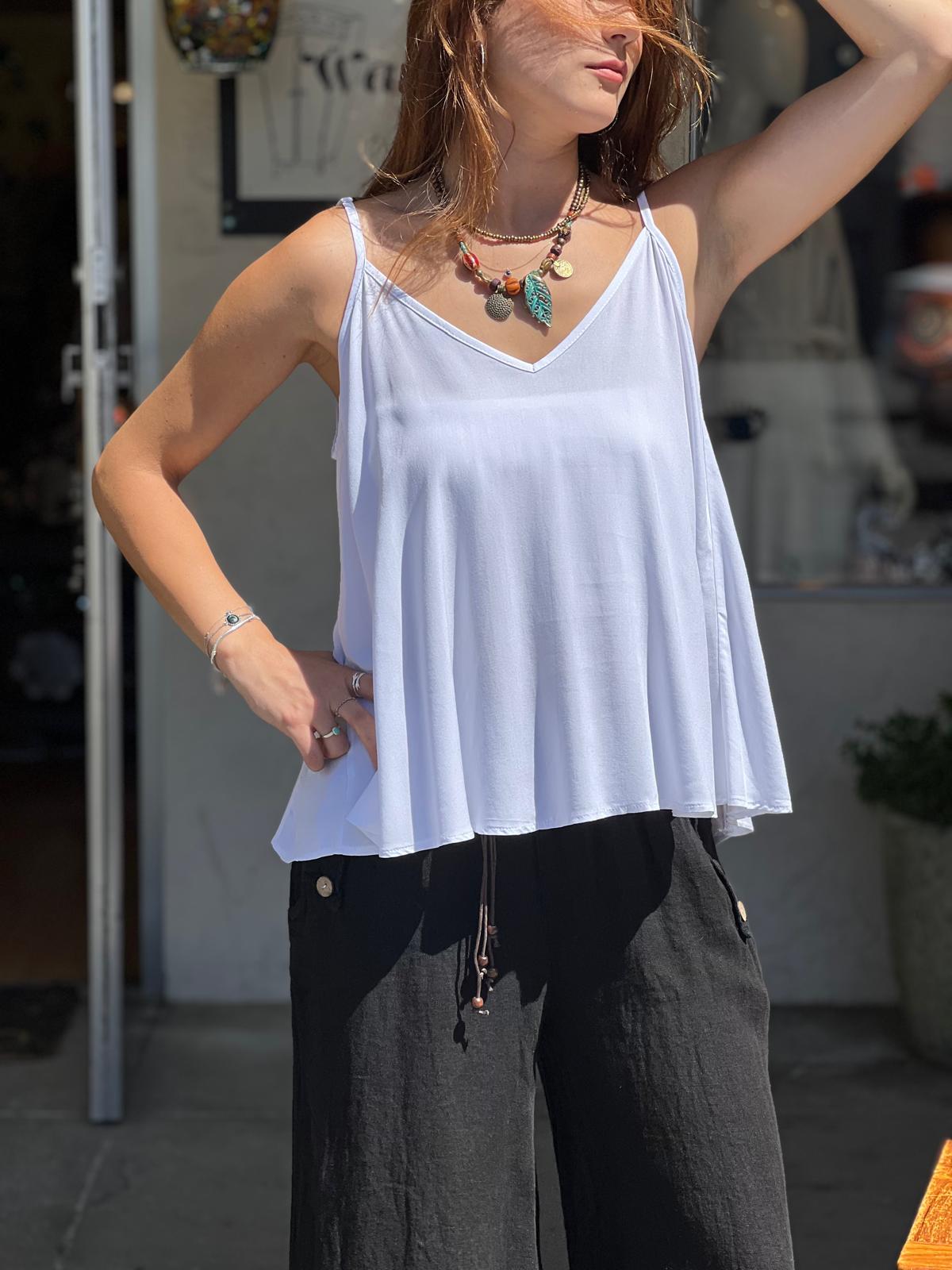 White Viscose Tunic with Adjustable Strap