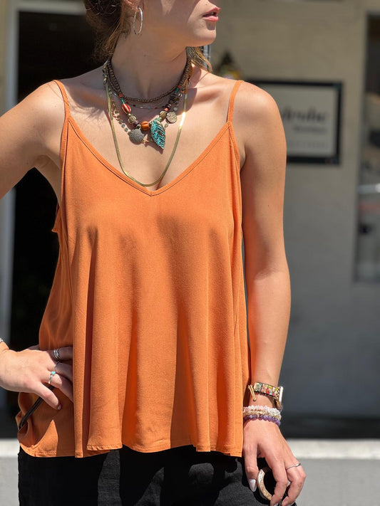 Orange Viscose Tunic with Adjustable Strap