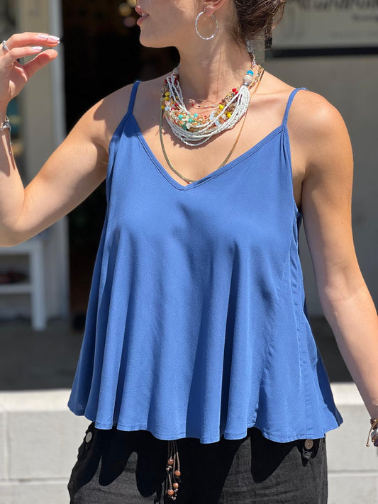 Blue Viscose Tunic with Adjustable Strap