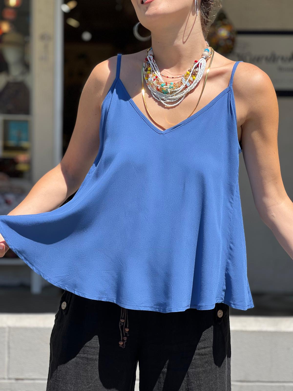 Blue Viscose Tunic with Adjustable Strap