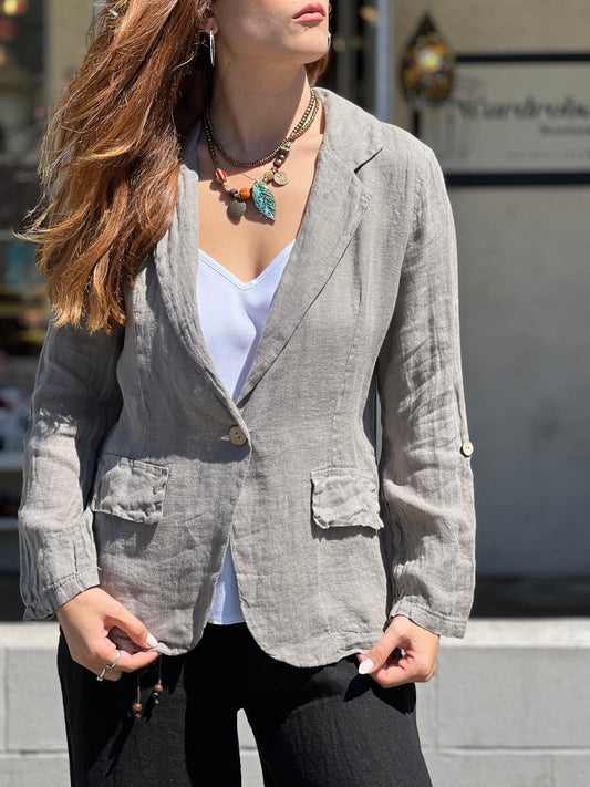 Gray Linen Jacket