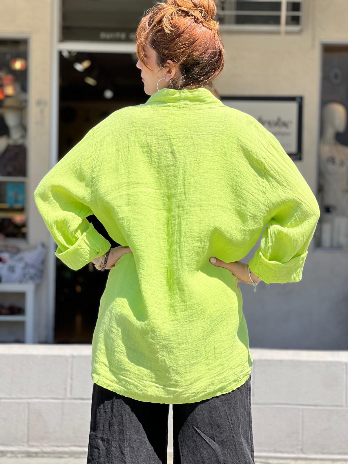 Green Long Linen Jacket