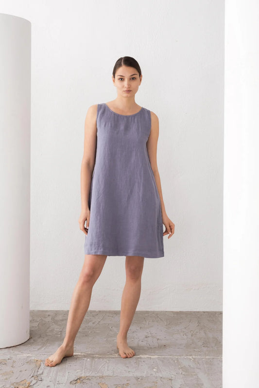 Linen Sleeveless Dress Lilac
