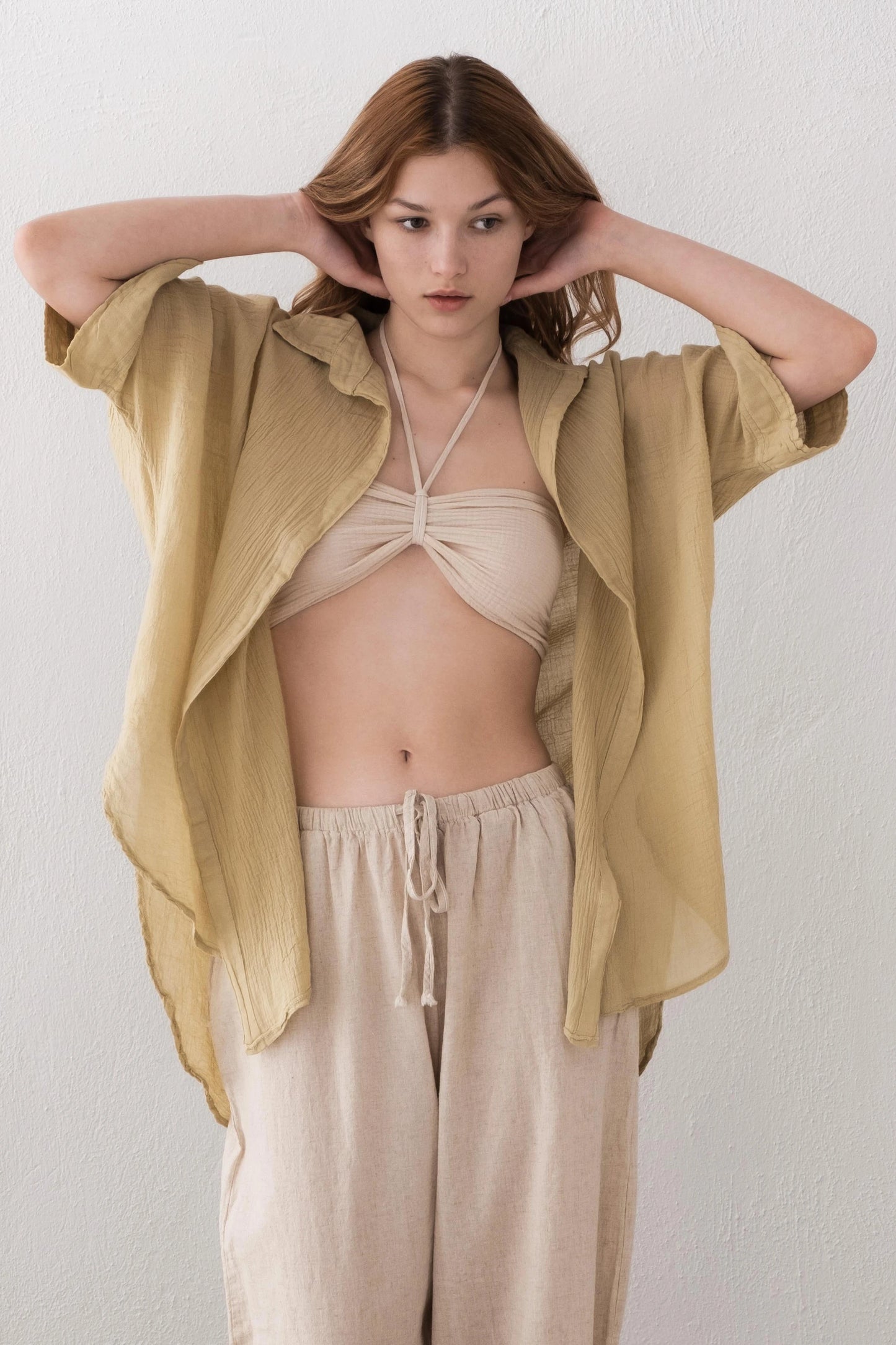 Pure Cotton Oversized Shirt Mint Green