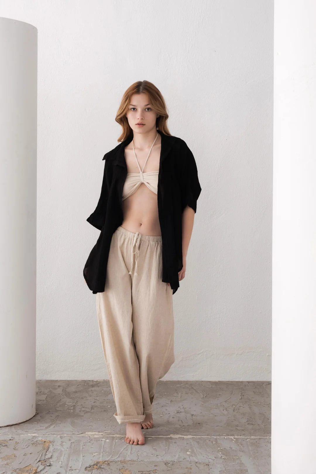 Pure Cotton Oversized Shirt Black