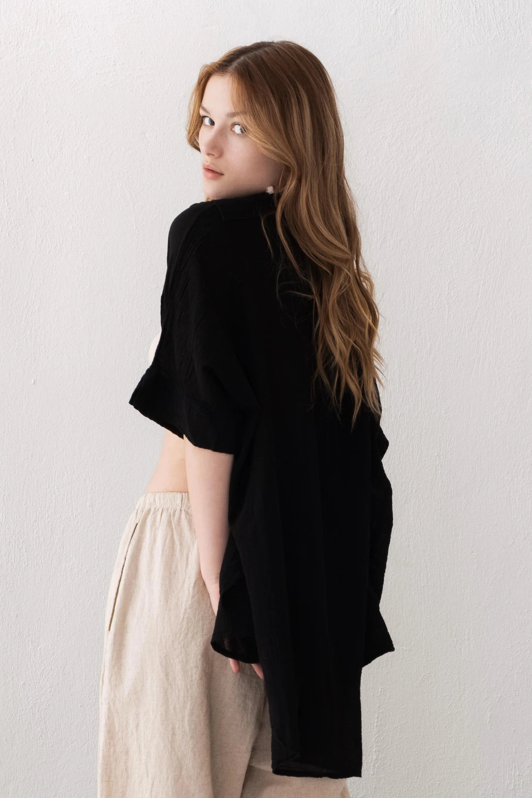 Pure Cotton Oversized Shirt Black