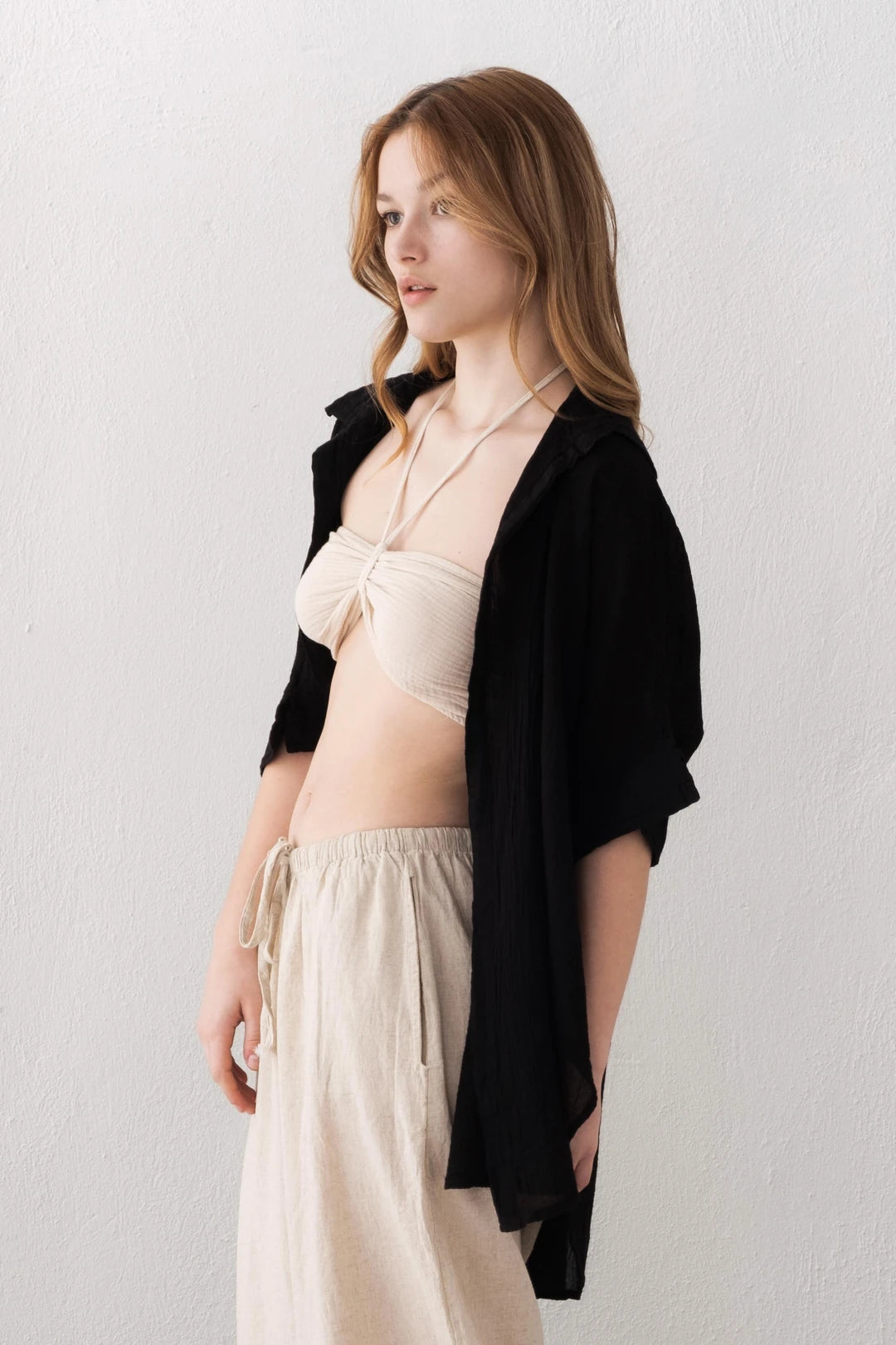 Pure Cotton Oversized Shirt Black