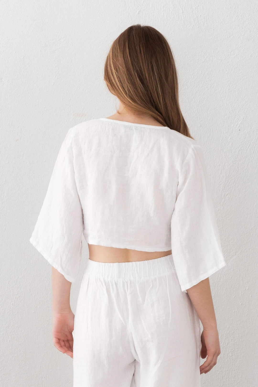 Linen Wrap Top White