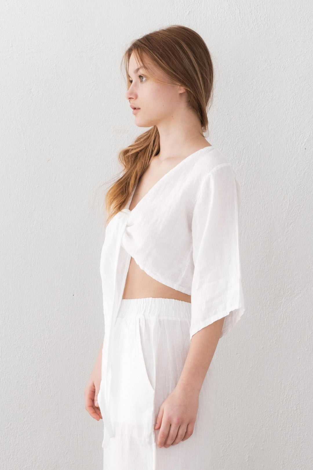 Linen Wrap Top White