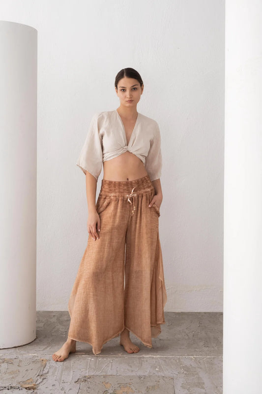 Spanish Wide Leg Linen Trousers Sienna