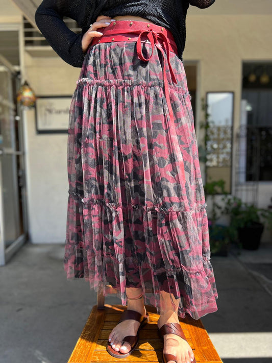 Layered Tulle Skirt Red