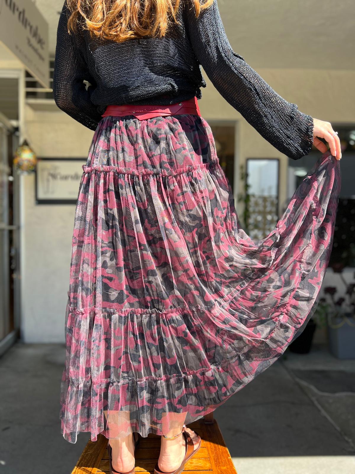 Layered Tulle Skirt Red