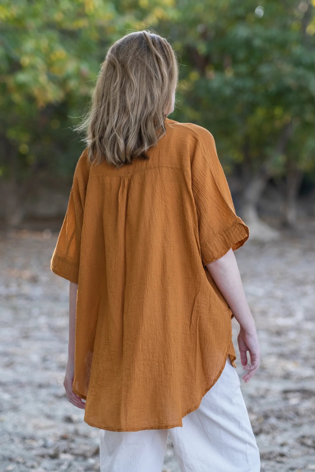 Pure Cotton Oversized Shirt Dark Orange