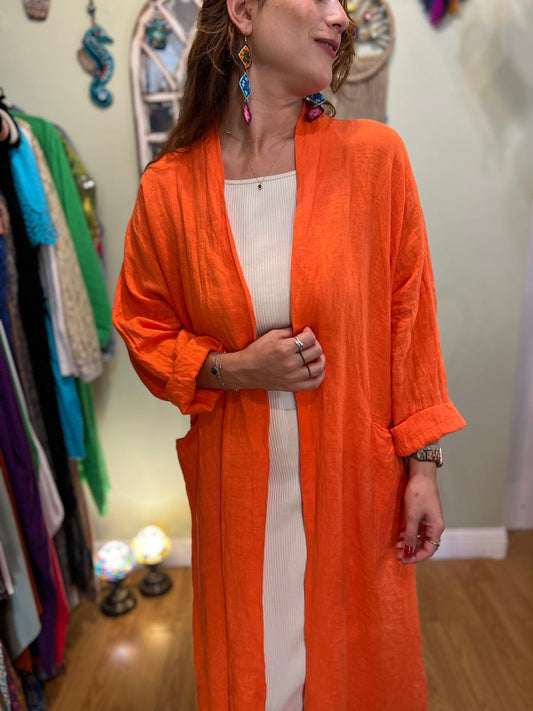 Orange Linen Kaftan