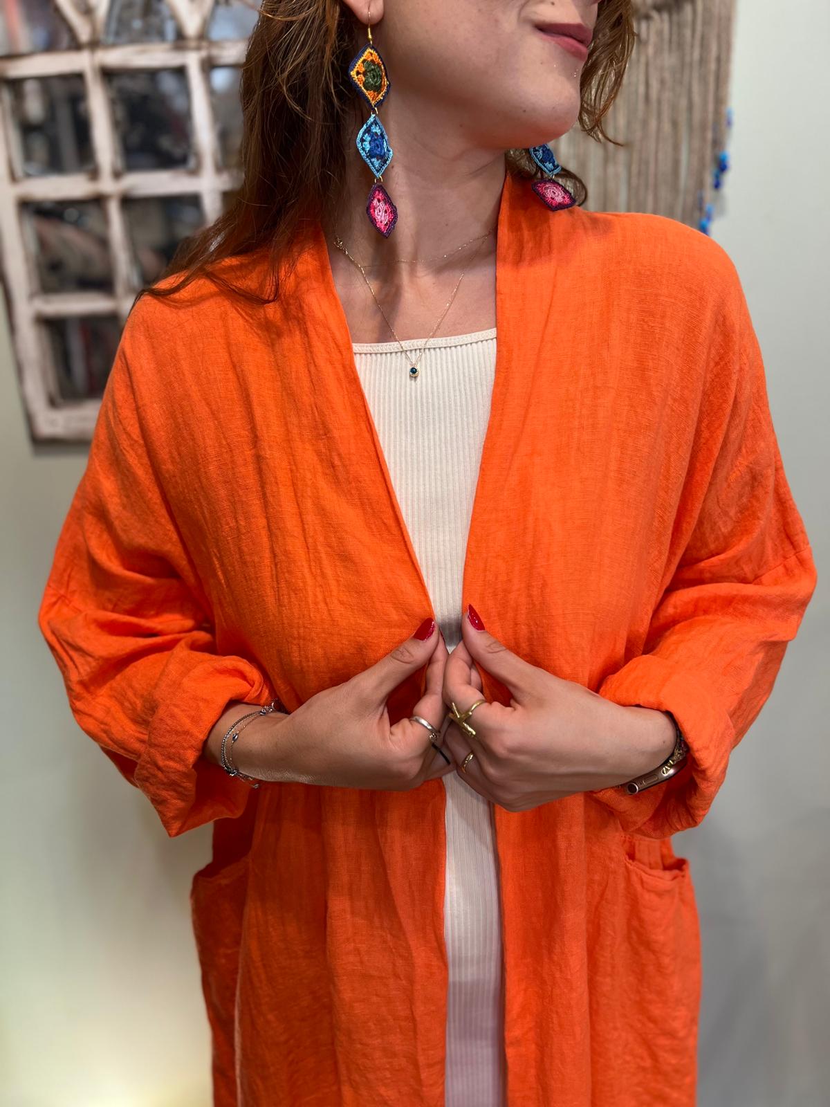 Orange Linen Kaftan