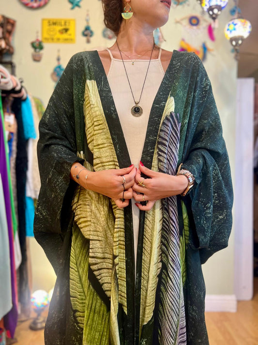 Green Feather Kaftan