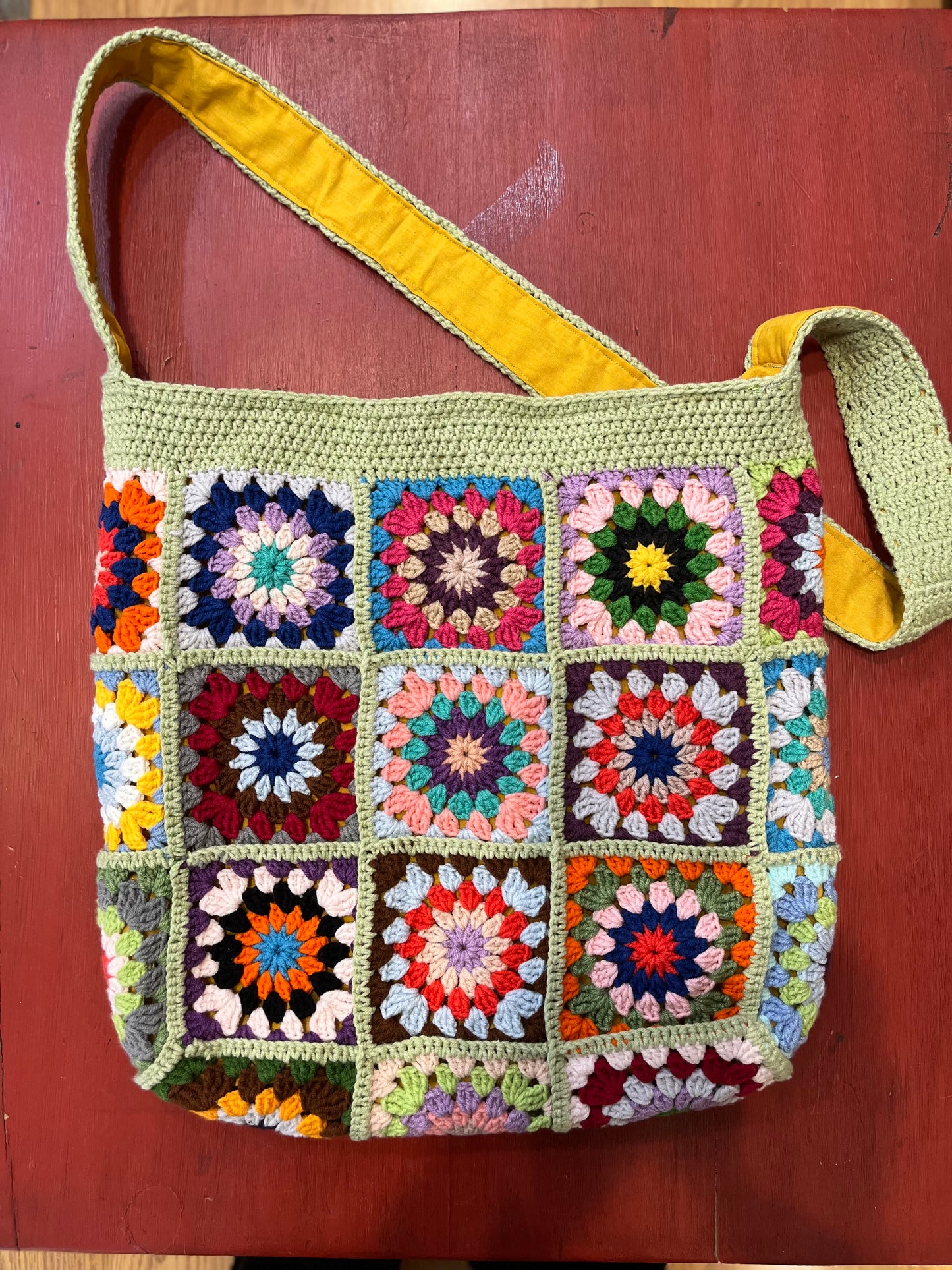 Hand Crochet Side or Crossbody Bag Mint