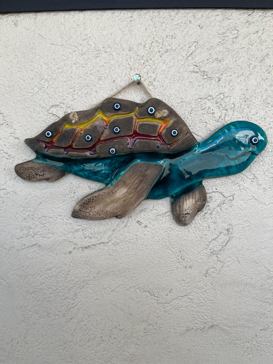 Ceramic Turtle With Evil Eye Beads
