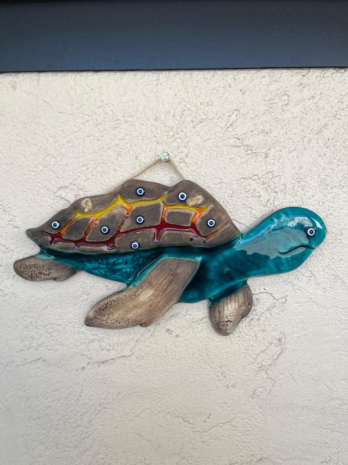 Ceramic Turtle With Evil Eye Beads