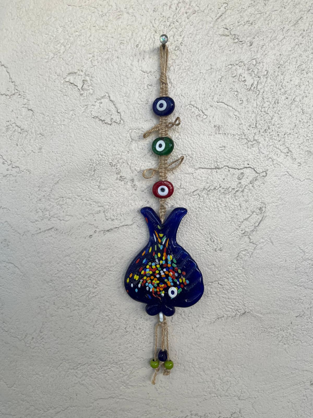 Lucky Fish With Glass Evil Eye Beads