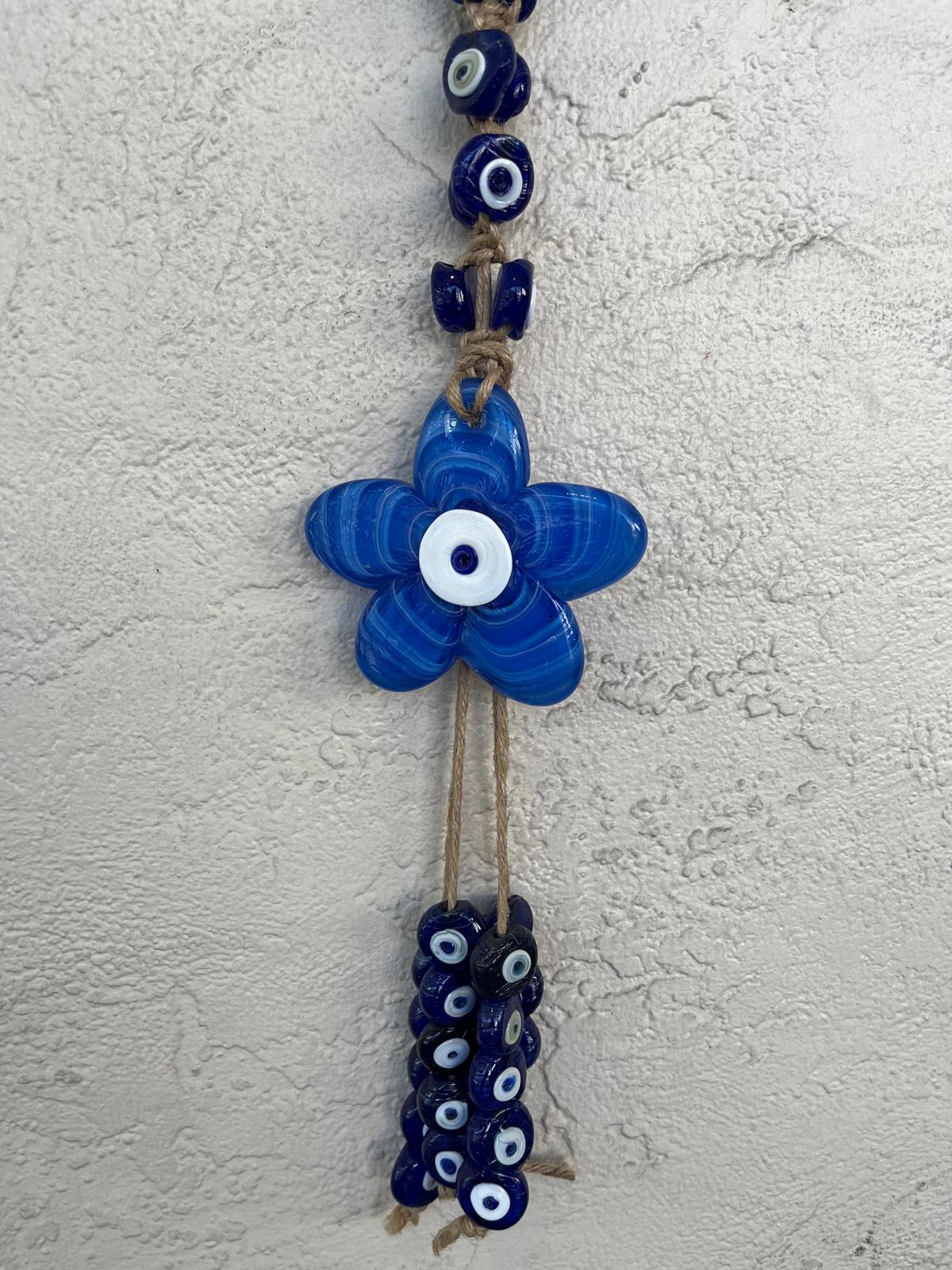 41 Flower Blue Glass Evil Eye Beads
