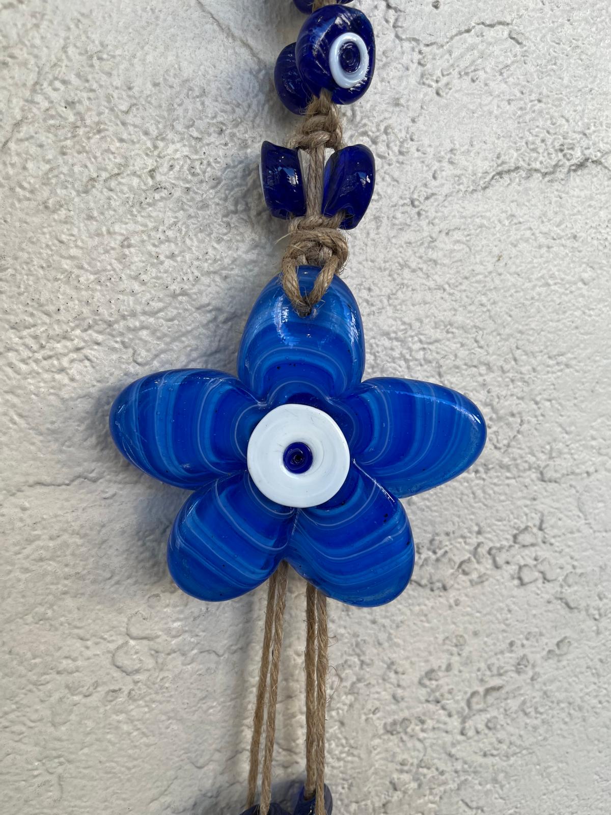 41 Flower Blue Glass Evil Eye Beads