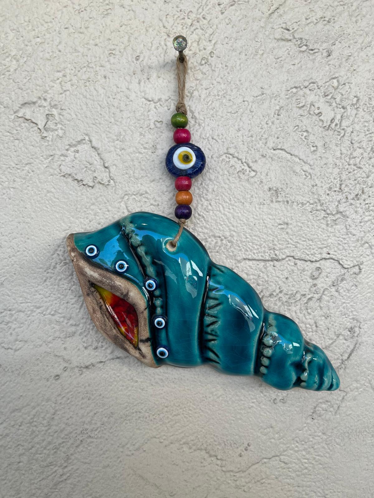 Ceramic Snail With Evil Eye Bead