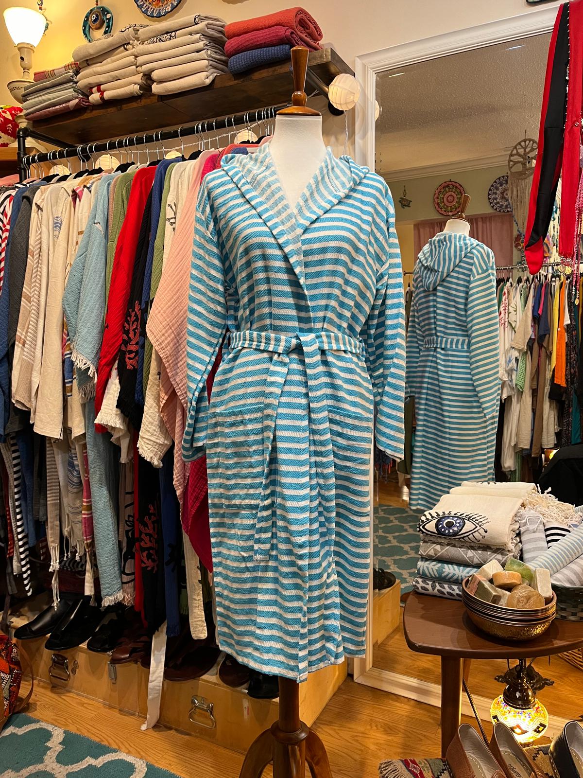 Blue White Striped Robe