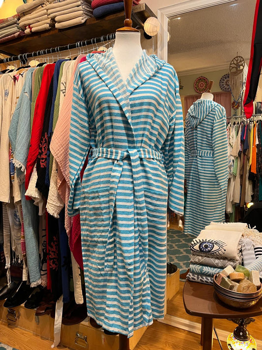 Blue White Striped Robe