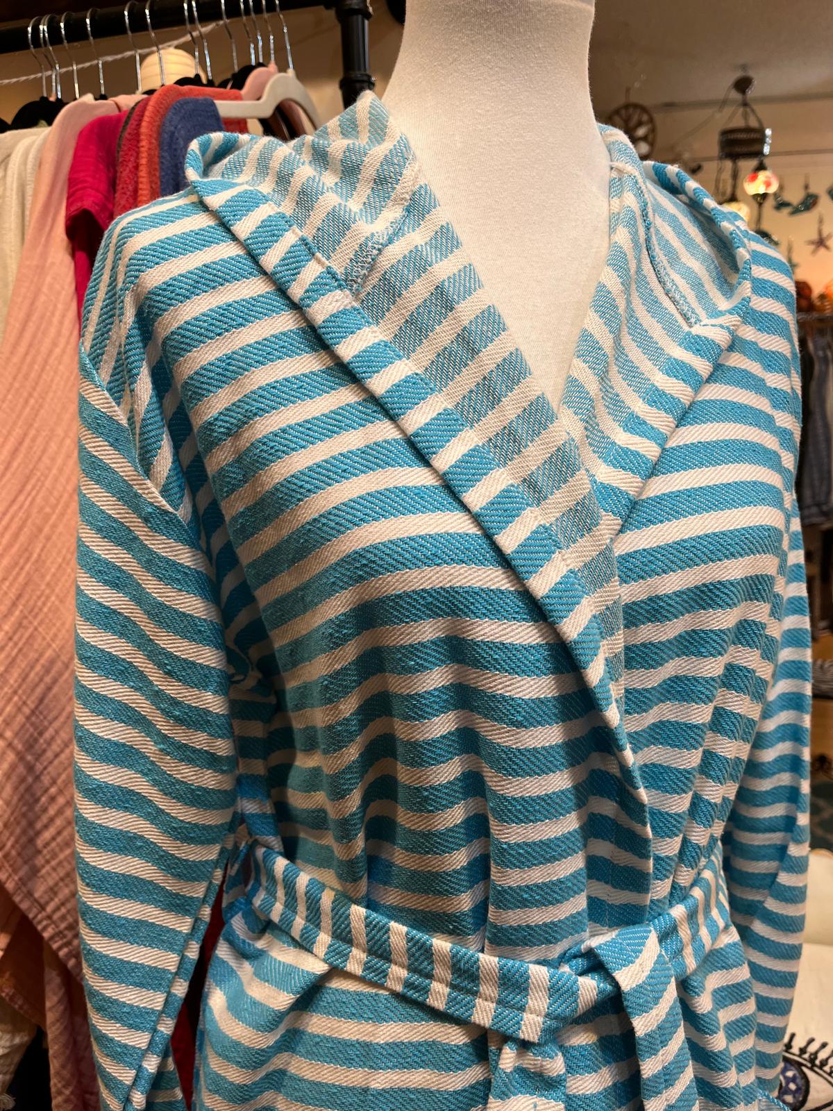 Blue White Striped Robe