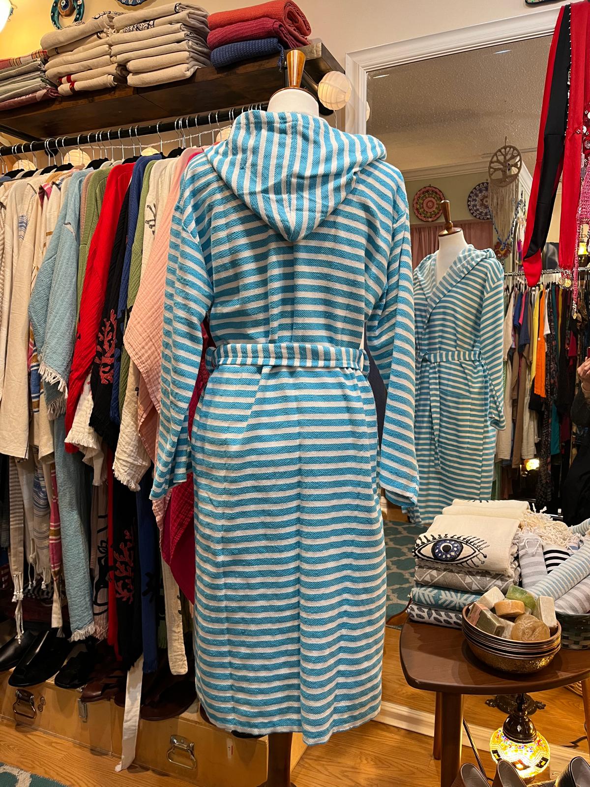 Blue White Striped Robe
