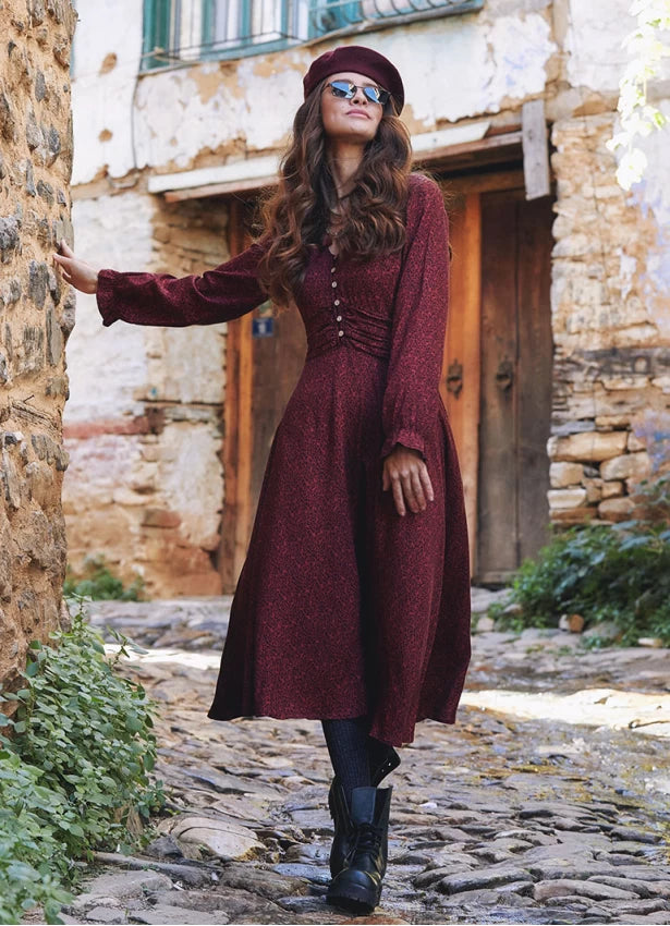 Boho Ruffle Sleeve Dress