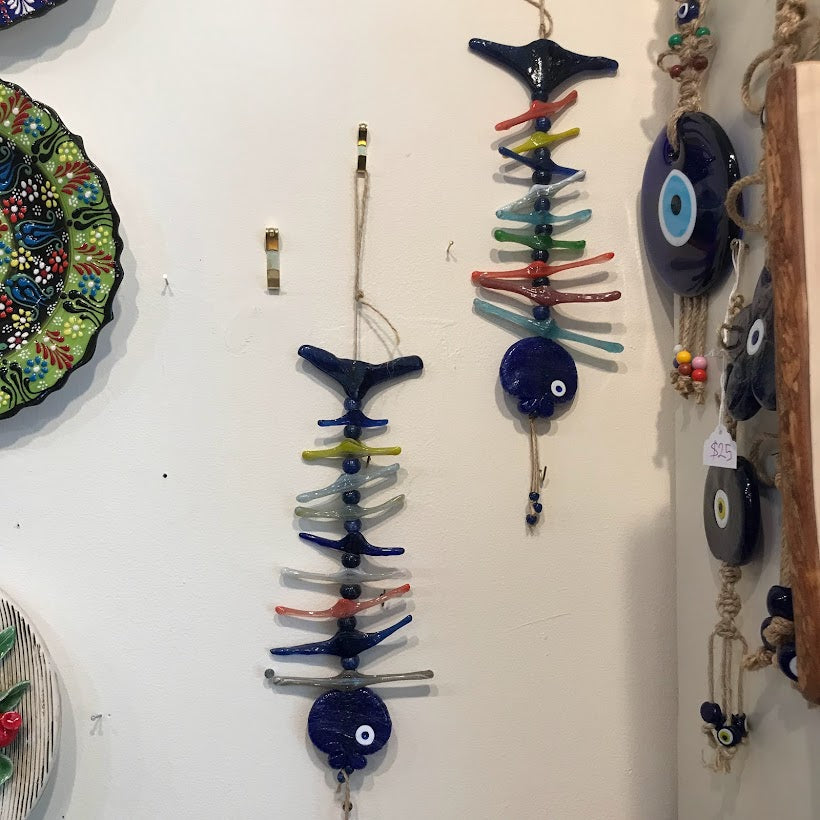 Glass Fish Evil Eye Wall Hanging