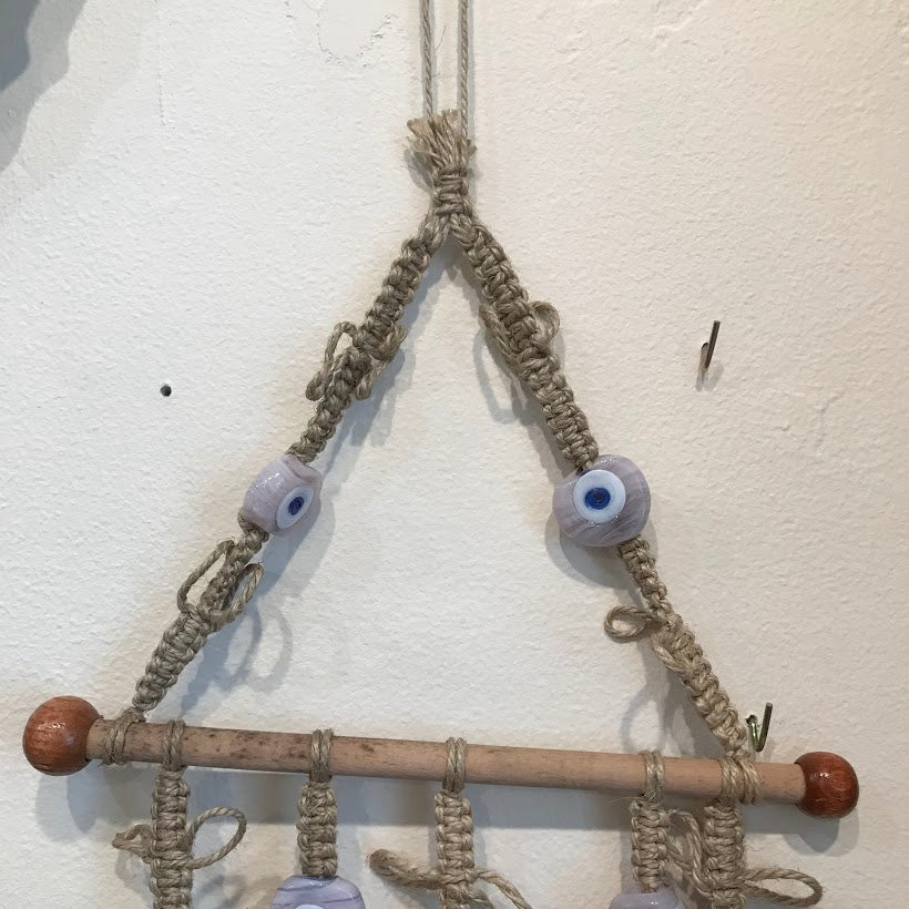 Glass and Wood Evil Eye Wall Hanging