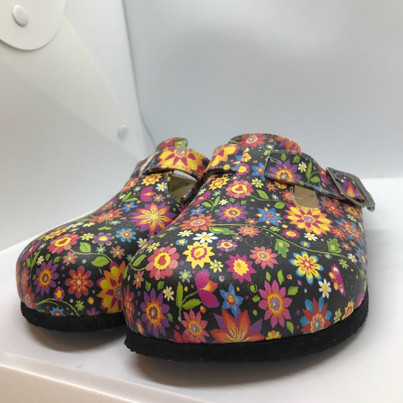 Colorful Floral Slip On Clogs