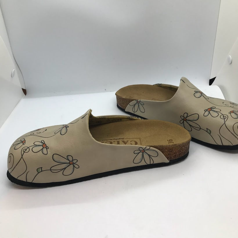 White Floral Slip On Clogs
