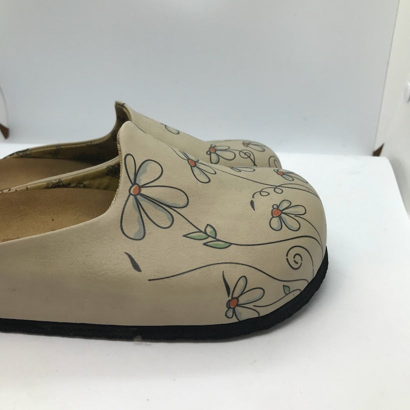 White Floral Slip On Clogs