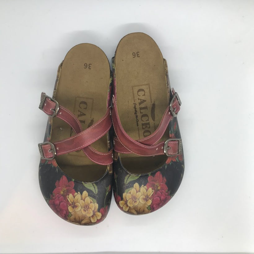 Floral Skull Strappy Slip On Clogs