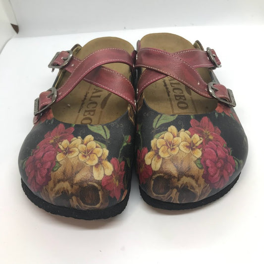 Floral Skull Strappy Slip On Clogs