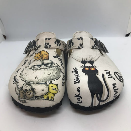 Eccentric Cat Slip On Clogs
