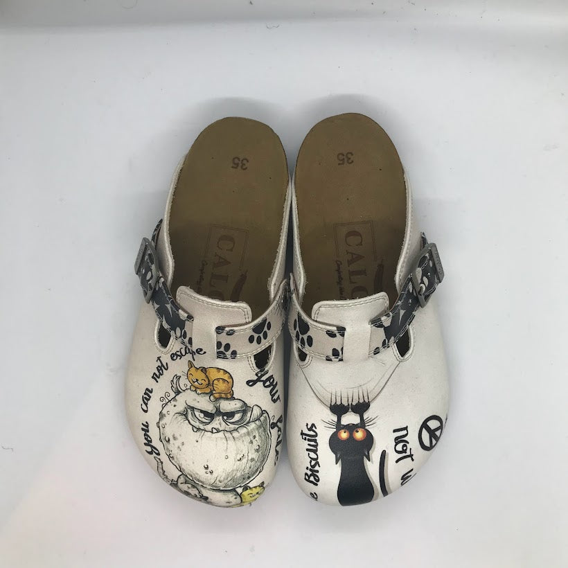 Eccentric Cat Slip On Clogs
