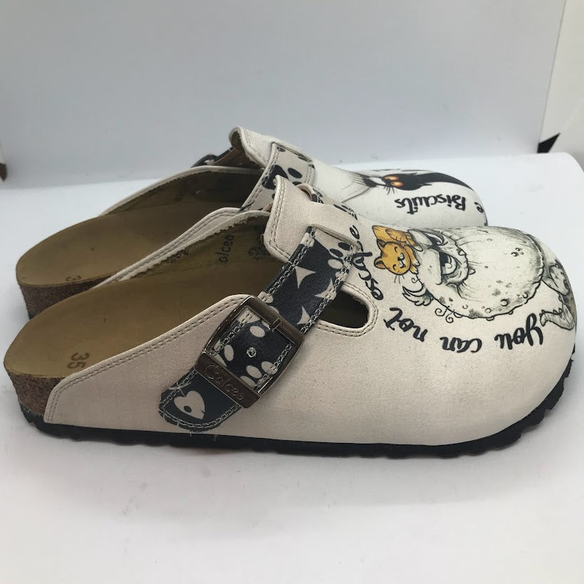 Eccentric Cat Slip On Clogs