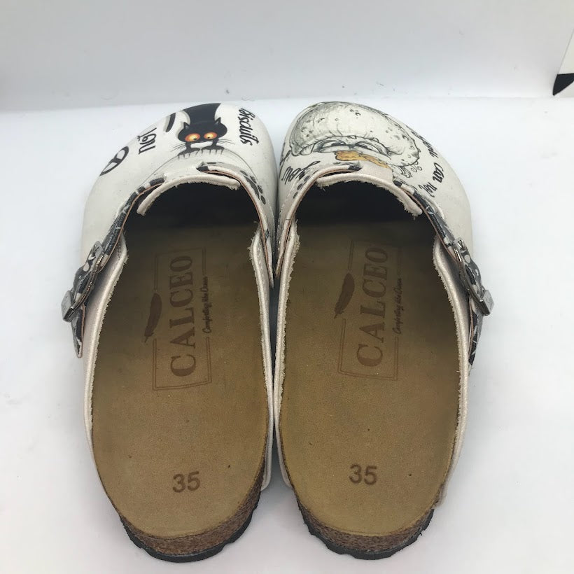 Eccentric Cat Slip On Clogs