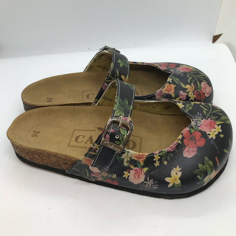 Black Floral Slip On Clog