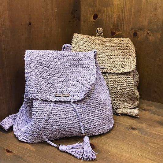 Crochet Drawstring Backpack