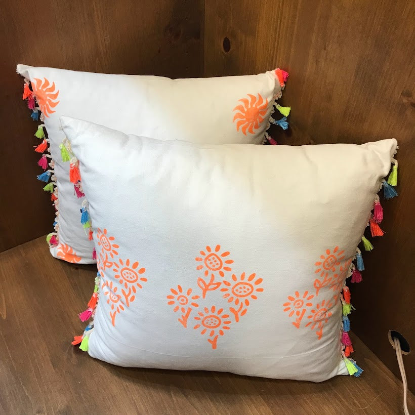 Pillowcase with Colorful Tassels
